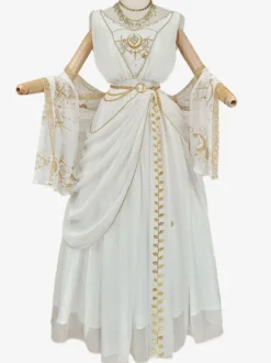 Académique Ensemble Lolita Cape De Robe Sans Manches Brodée Blanche 3 Pièces