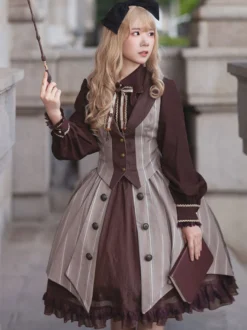 Académique Lolita Gilet Café Infanta Polyester Top Lolita Gothique