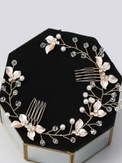 Accessoire de casque de mariage en métal perle accessoires de cheveux blonds clairs pour la mariée