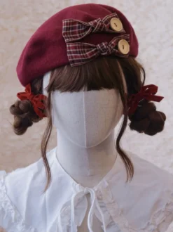 Accessoire de chapeau Sweet Lolita en polyester à carreaux gris Accessoires Lolita