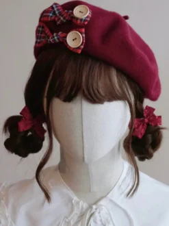 Accessoire de chapeau Sweet Lolita en polyester à carreaux gris Accessoires Lolita