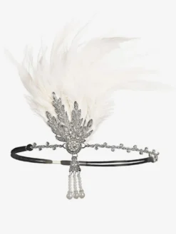 Accessoire de robe flapper des Années 1920 grande gatsby bandeau plumes rouges strass postiche Déguisements Halloween