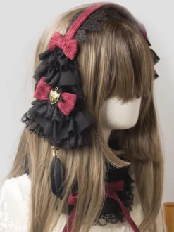 Accessoire gothique Lolita coiffure dentelle bow bicolore Déguisements Halloween