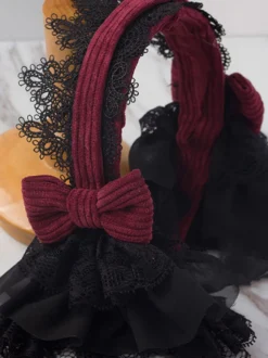 Accessoire gothique Lolita coiffure dentelle bow bicolore Déguisements Halloween