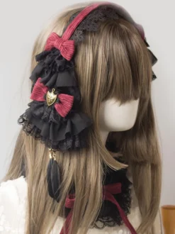 Accessoire gothique Lolita en épingle à cheveux en dentelle à volants Déguisements Halloween