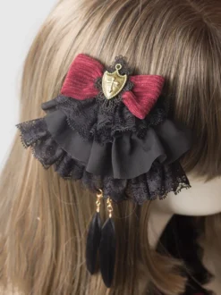 Accessoire gothique Lolita en épingle à cheveux en dentelle à volants Déguisements Halloween