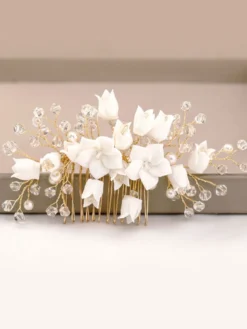 Accessoires de cheveux de mariée en métal peigne de casque de mariage à la main