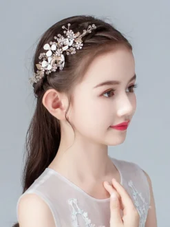 Accessoires de Cheveux Fille de Coiffure Fille de Fleur Perles Blond