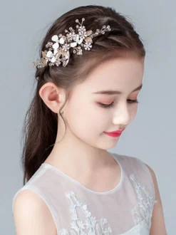 Accessoires de Cheveux Fille de Coiffure Fille de Fleur Perles Blond