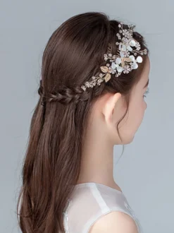 Accessoires de Cheveux Fille de Coiffure Fille de Fleur Perles Blond