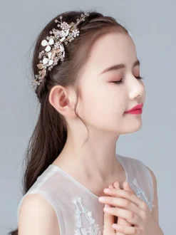 Accessoires de Cheveux Fille de Coiffure Fille de Fleur Perles Blond
