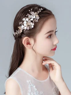 Accessoires de Cheveux Fille de Coiffure Fille de Fleur Perles Blond