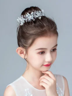 Accessoires de cheveux Fleur Fille Argent Perles Accessoire Résine Accessoires Cheveux