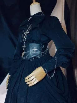 Accessoires Gothique Lolita Chaînes Noires Cuir PU Divers
