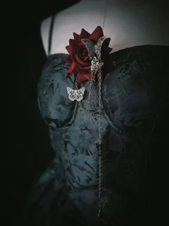 Accessoires Gothiques Lolita Chaînes Rouges Fleurs Accessoire Métal Divers