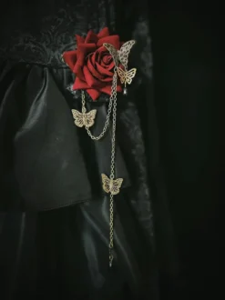 Accessoires Gothiques Lolita Chaînes Rouges Fleurs Accessoire Métal Divers