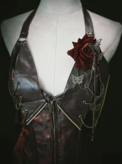 Accessoires Gothiques Lolita Chaînes Rouges Fleurs Accessoire Métal Divers