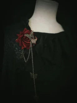 Accessoires Gothiques Lolita Chaînes Rouges Fleurs Accessoire Métal Divers