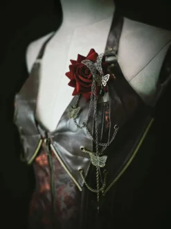 Accessoires Gothiques Lolita Chaînes Rouges Fleurs Accessoire Métal Divers