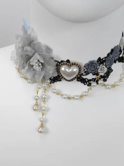 Accessoires Gothiques Lolita Chaînes Rose Clair Perles Ras De Cou Divers