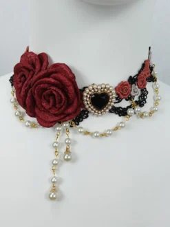 Accessoires Gothiques Lolita Chaînes Rose Clair Perles Ras De Cou Divers
