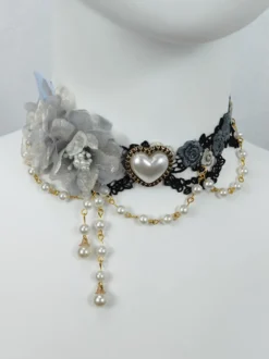 Accessoires Gothiques Lolita Chaînes Rose Clair Perles Ras De Cou Divers