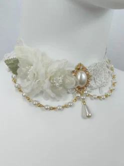 Accessoires Gothiques Lolita Chaînes Rose Clair Perles Ras De Cou Divers