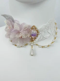 Accessoires Gothiques Lolita Chaînes Rose Clair Perles Ras De Cou Divers