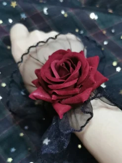 Accessoires Gothiques Lolita Fleurs Noires Volants Manches Divers