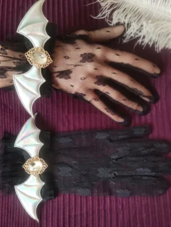 Accessoires Gothiques Lolita Volants Blancs Strass Manches Divers
