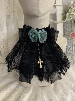 Accessoires Gothiques Lolita Bordeaux Chaînes Fleurs Dentelle Accessoire Divers