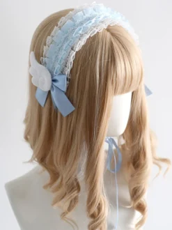 Accessoires gothiques Lolita coiffes en dentelle volants nœuds blanc écru