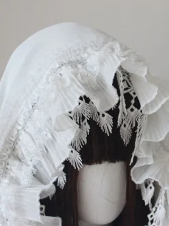 Accessoires gothiques Lolita Volants blancs Dentelle Coiffes Divers