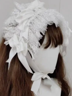 Accessoires gothiques Lolita Nœuds en dentelle blanche Coiffes Divers