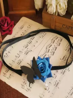 Accessoires Gothiques Lolita Fleurs Bleues Papillon Accessoire Divers