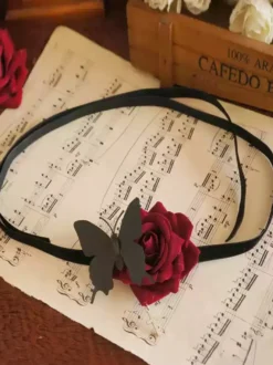 Accessoires Gothiques Lolita Fleurs Bleues Papillon Accessoire Divers