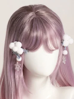 Accessoires Lolita de style chinois arcs bleu ciel clair couvre-chef en polyester divers