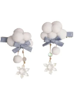 Accessoires Lolita de style chinois arcs bleu ciel clair couvre-chef en polyester divers