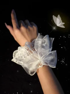 Accessoires Lolita de style ROCOCO Volants blancs Nœuds Manchons Polyester Divers