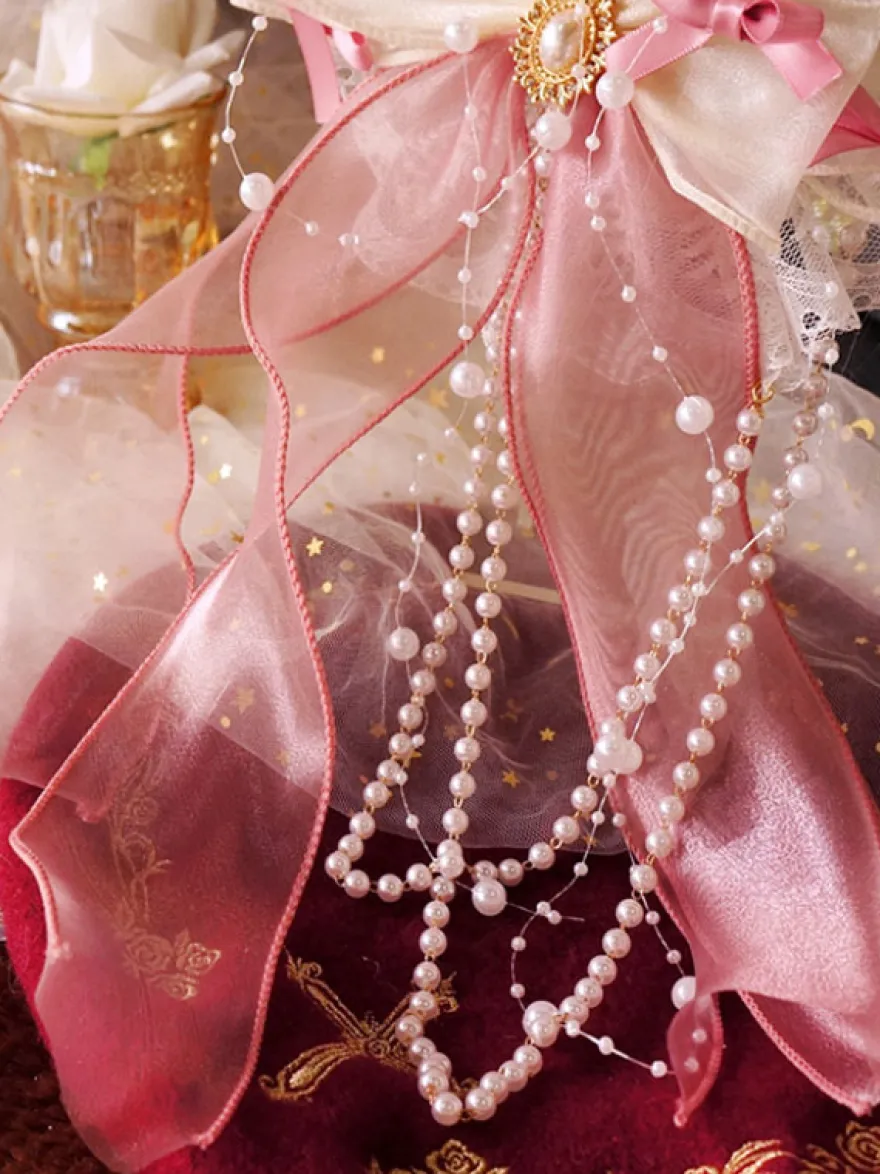 Accessoires Lolita Style Chinois Perles Vertes Nœuds Fleurs Accessoire Fibre Polyester Divers