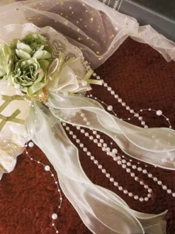 Accessoires Lolita Style Chinois Perles Vertes Nœuds Fleurs Accessoire Fibre Polyester Divers