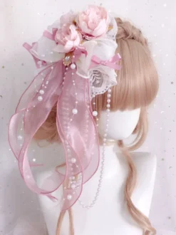 Accessoires Lolita Style Chinois Perles Vertes Nœuds Fleurs Accessoire Fibre Polyester Divers