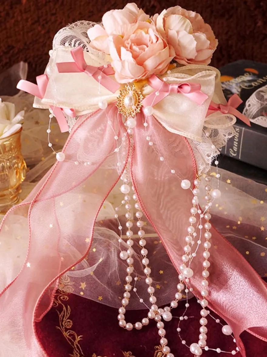 Accessoires Lolita Style Chinois Perles Vertes Nœuds Fleurs Accessoire Fibre Polyester Divers
