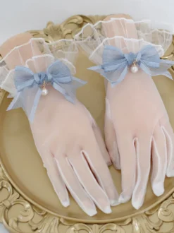 Accessoires Lolita Style ROCOCO Nœuds Bleu Profond Perles Accessoire Fibre Polyester Divers