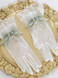 Accessoires Lolita Style ROCOCO Nœuds Bleu Profond Perles Accessoire Fibre Polyester Divers