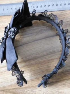 Accessoires pour cheveux synthétiques Lolita Bow dentelle noire fleur Déguisements Halloween