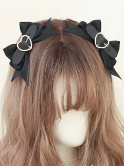 Accessoires Sweet Lolita Chaînes noires Coiffures en fibre de polyester Motif coeurs Divers