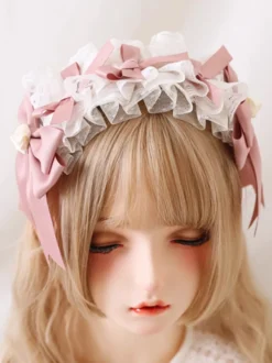 Accessoires Sweet Lolita : coiffes à nœuds roses