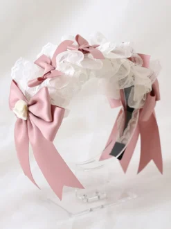 Accessoires Sweet Lolita : coiffes à nœuds roses
