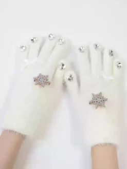 Accessoires Sweet Lolita Écru Blanc Strass Accessoire Polyester Divers